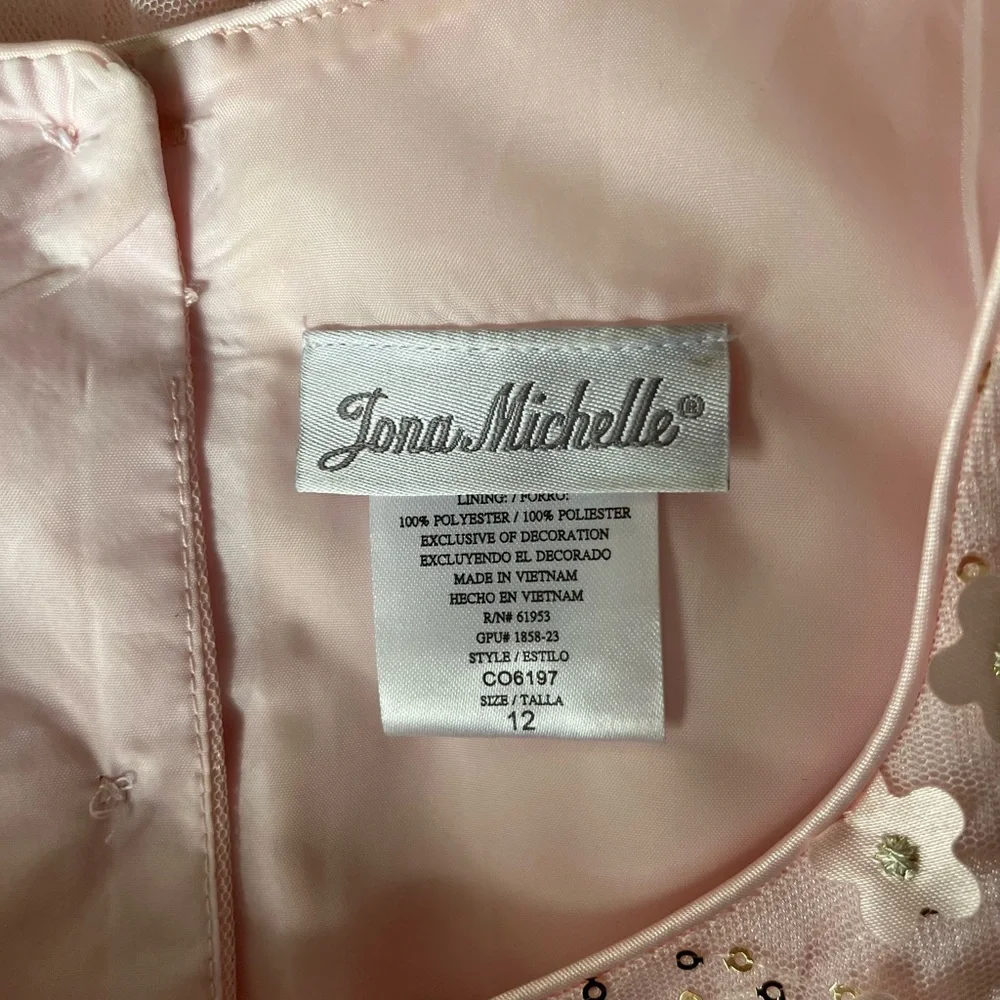Jona Michelle, baby Pink‎ Sparkle Dress with Bow, sleeveless floral design